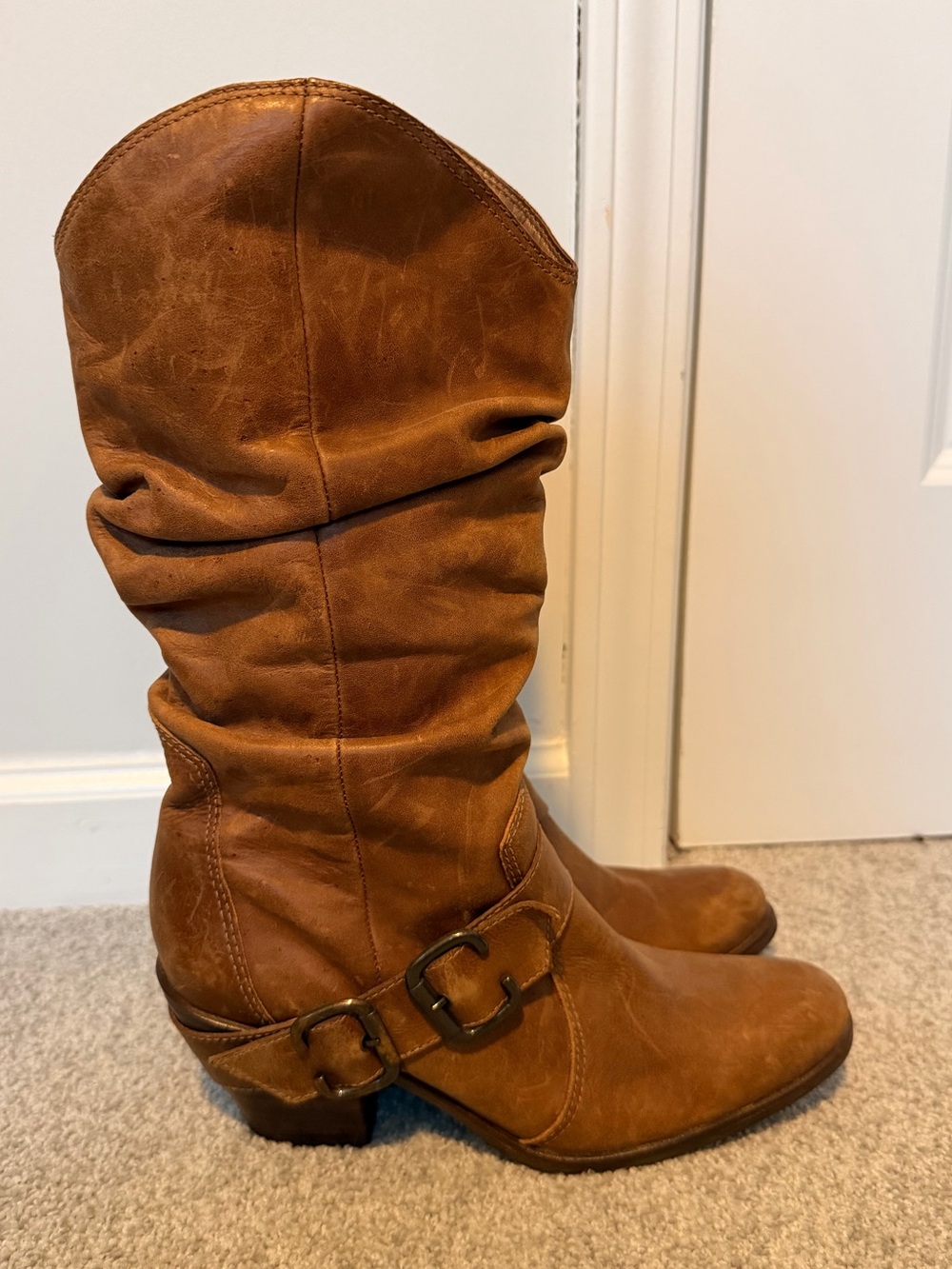 Matisse Willie Brown Leather Slouchy Western Boots Size 8